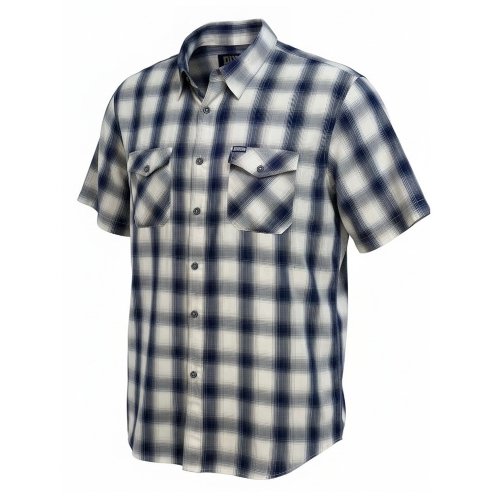 Dixxon Flannel White Cap Blue White Plaid Bamboo Blend Shirt Mens 4X Large (E40)